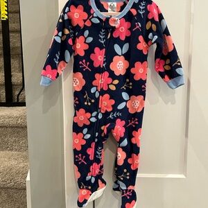Gerber Floral Footie Pajamas - Navy and Pink